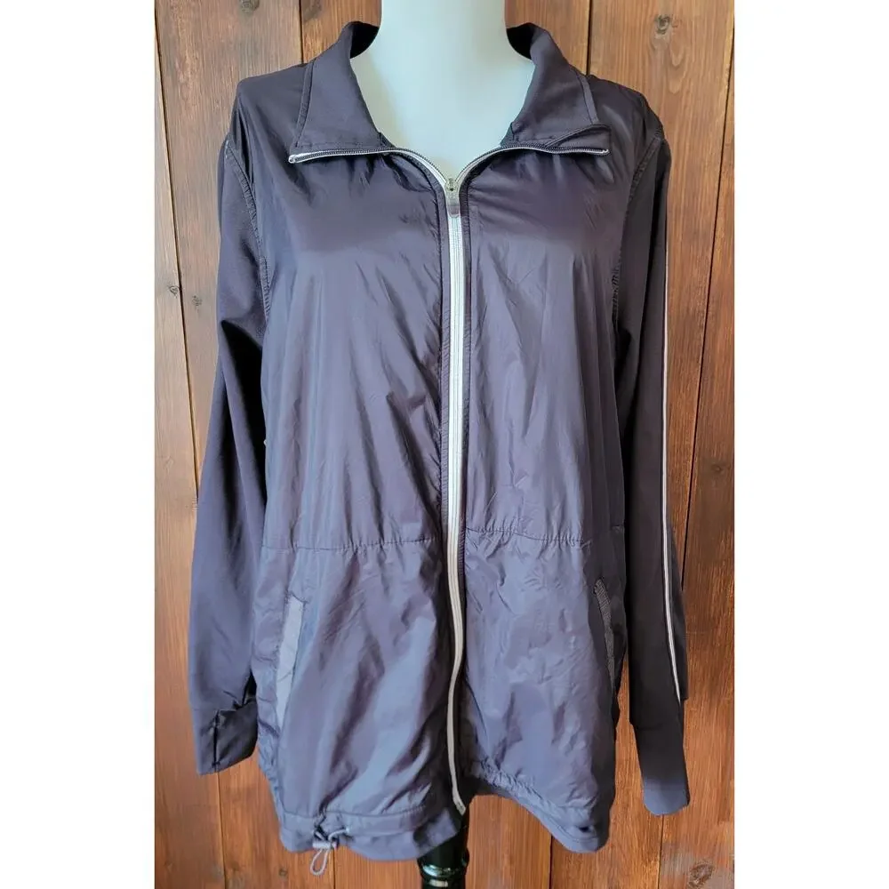 Tangerine‎ Women XL Purple Full Zip Jacket Nylon Stretch White Accents Versatile